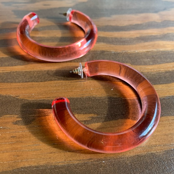 Pink Acrylic Hoops - Picture 3 of 8